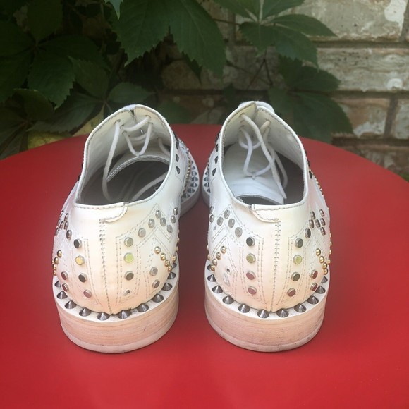 Rare Zadig & Voltaire "Youth Clous" Derby White Studded Formal Shoes Size 36 - Picture 3 of 10